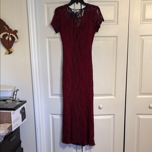 Elegant Deep Red Lace Dress